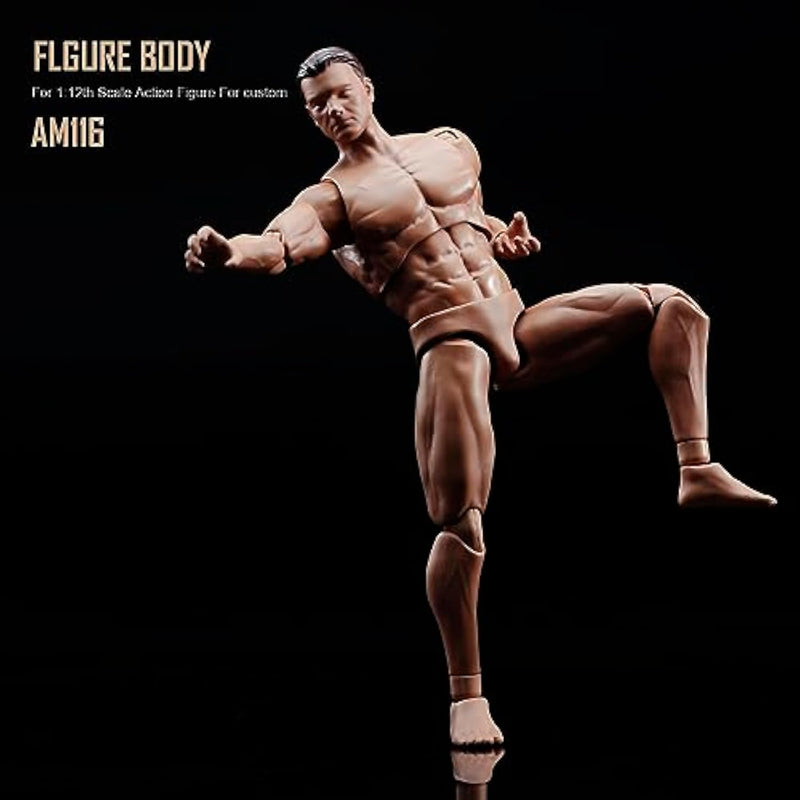 1:12 Scale Custom Muscle Action Figure 6in Fully Articulated Male Body