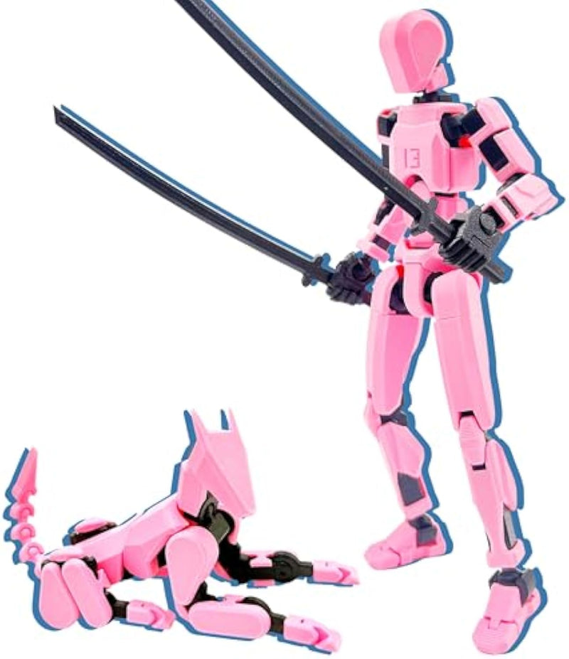 T13 Titan 13 3D Printed Multi-Jointed Action Figure Set Pink and Black