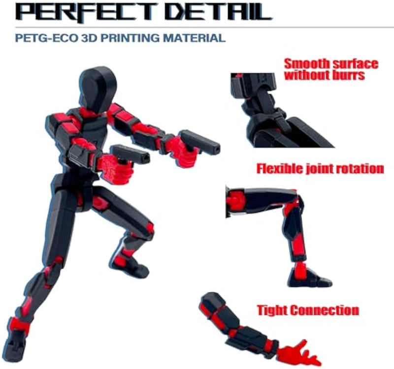 T13 Titan 13 3D Printed Action Figure Set Black Red Robot with Dog Collectible