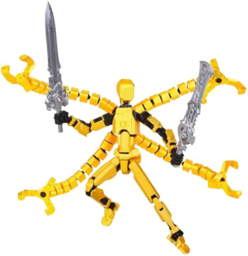 T13 Upgraded 3D Printed Action Figure Yellow for Desk or Cake Decor