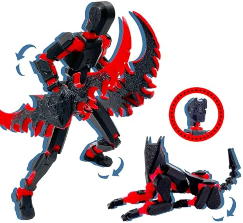 T13 Titan 13 3D Printed Action Figure Set Black Red Robot with Dog Collectible