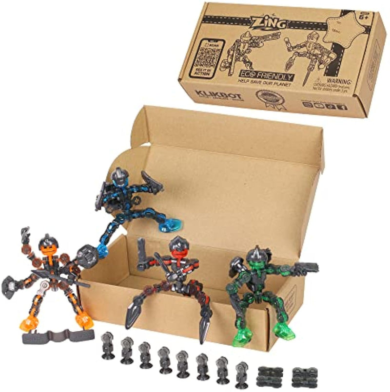 Zing Klikbot Series 3 Guardians 4-Pack Poseable Action Figures with Weapons