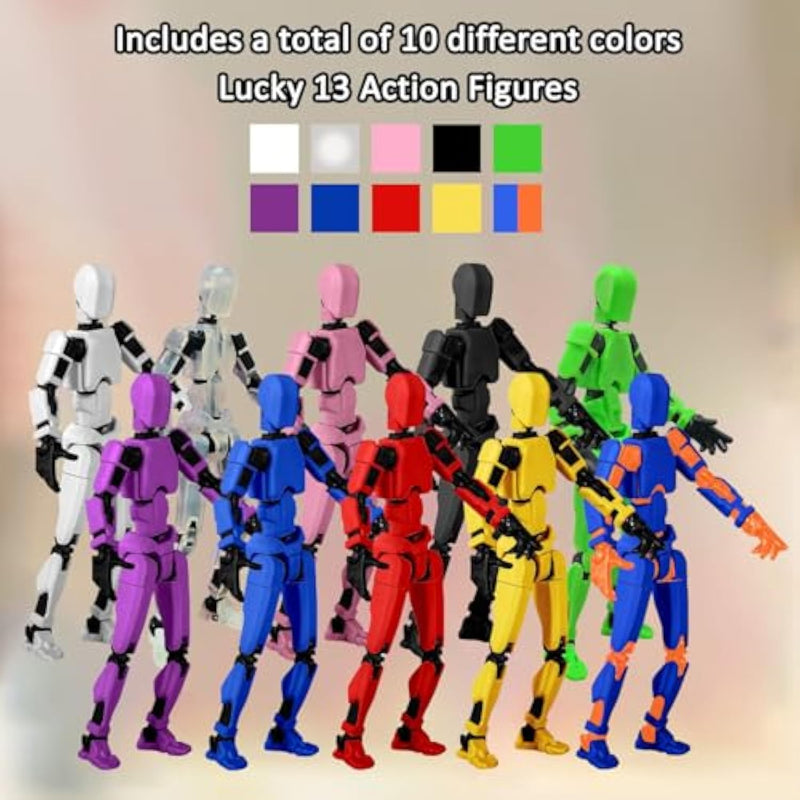T13 Robot Action Figure Set 10PCS 3D Toys with Accessories for Kids