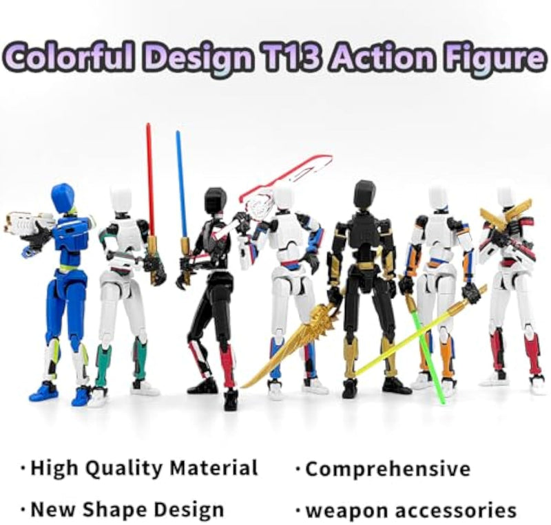 5-Pack Multi-Colored Titan 13 Action Figures Set with Laser Sabers Fully Assembled