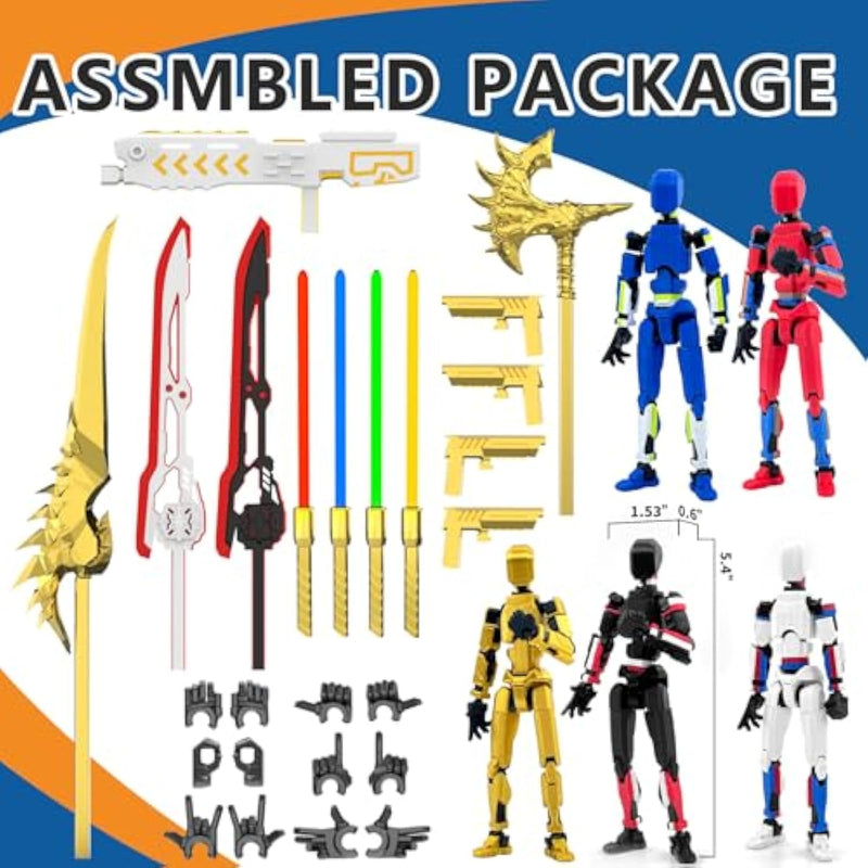 5-Pack Multi-Colored Titan 13 Action Figures Set with Laser Sabers Fully Assembled