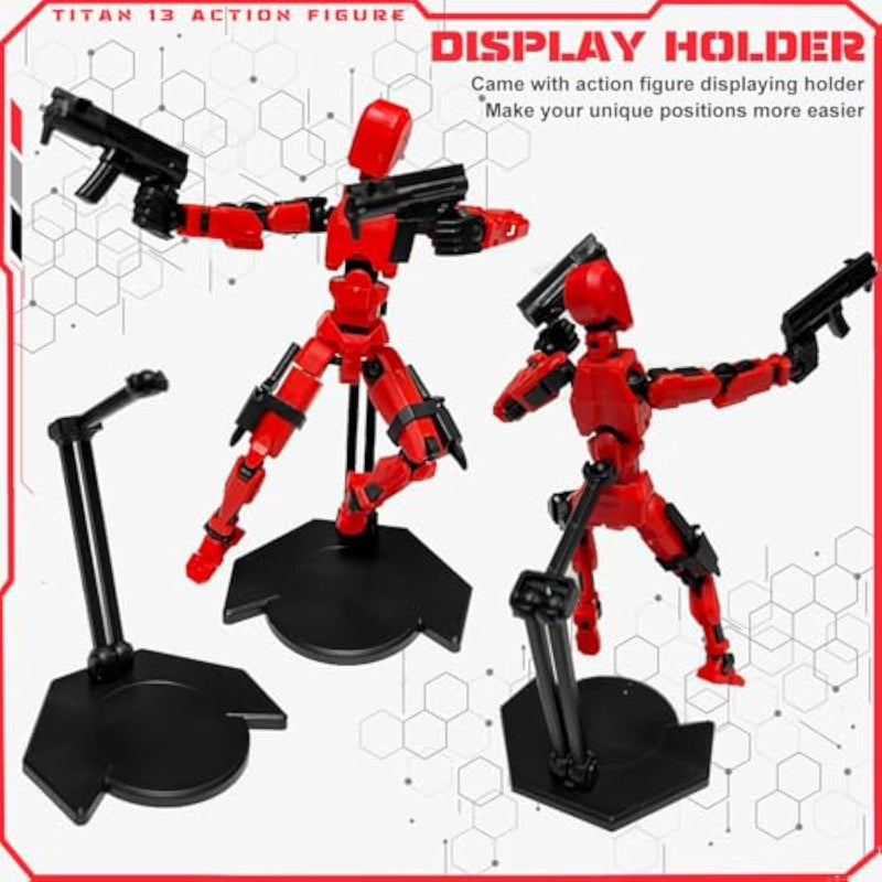T13 Red Action Figure Movable Joints with Holder Titan 13 Lucky Nova Robot Toy