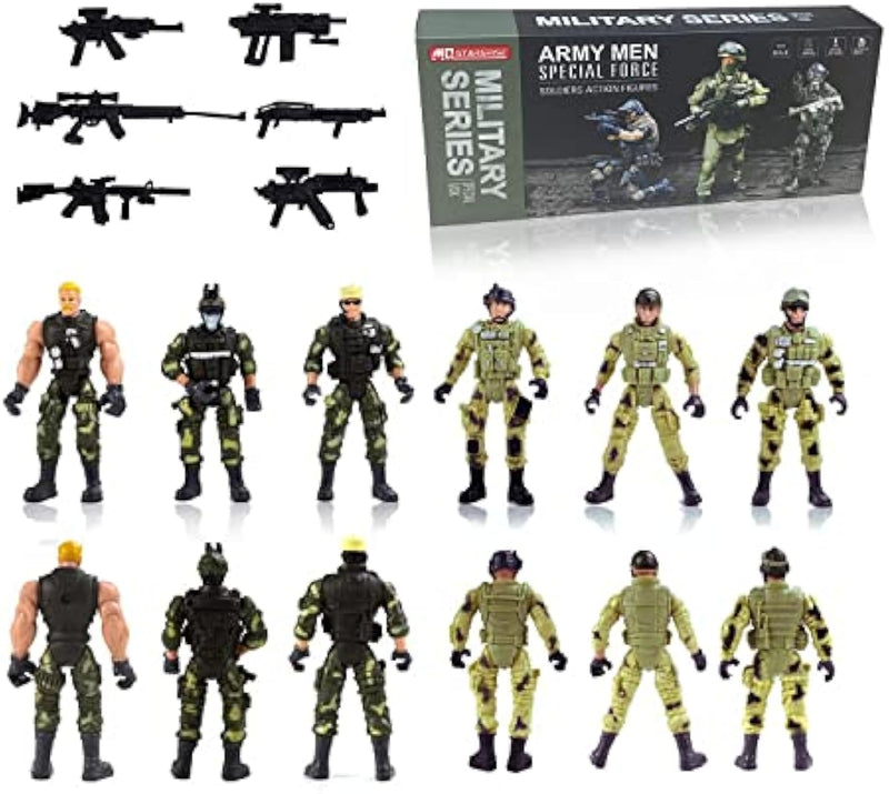 Army Men Soldiers Toy Set for Boys Ages 4-7 Military Action Figures with Weapons