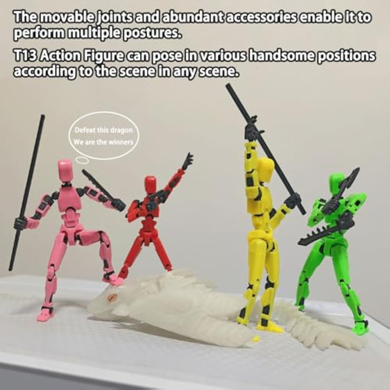 T13 Robot Action Figure Set 10PCS 3D Toys with Accessories for Kids