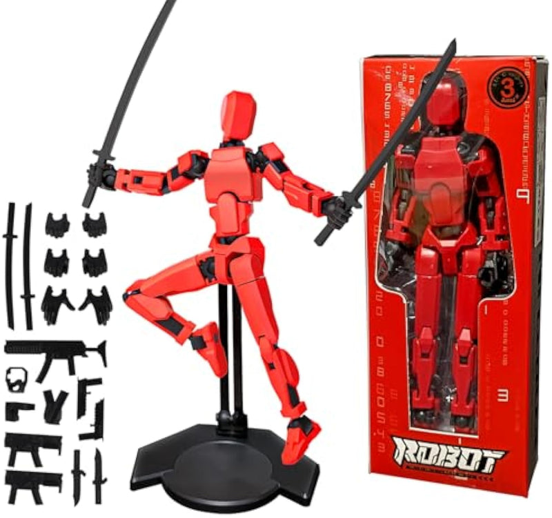 T13 Red Action Figure Movable Joints with Holder Titan 13 Lucky Nova Robot Toy