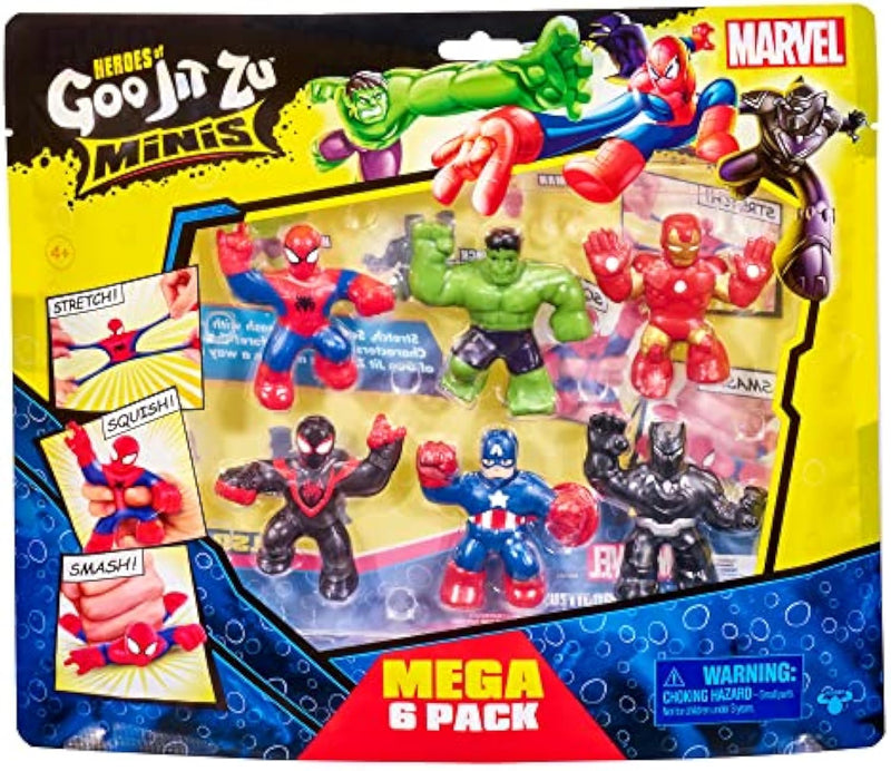 Heroes of Goo Jit Zu Marvel Mega Mini 6 Pack Squishy Stretchy Mini Heroes Set
