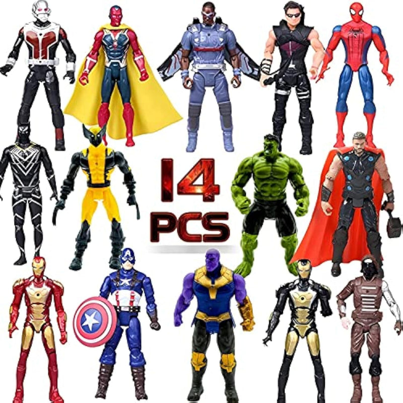 14 Piece Superhero Action Figure Set 6.5 Inch Collectible Toys for Kids and Cake Toppers