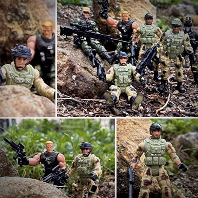 Army Men Soldiers Toy Set for Boys Ages 4-7 Military Action Figures with Weapons