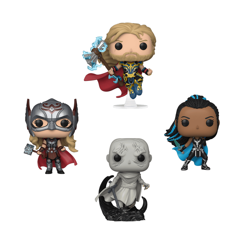 Funko Pop Thor, Mighty Thor, Valkyrie, Gorr 4-Pack