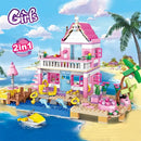 Summer Seaside Villa City House Building Blocks Street View DIY Toy Gift