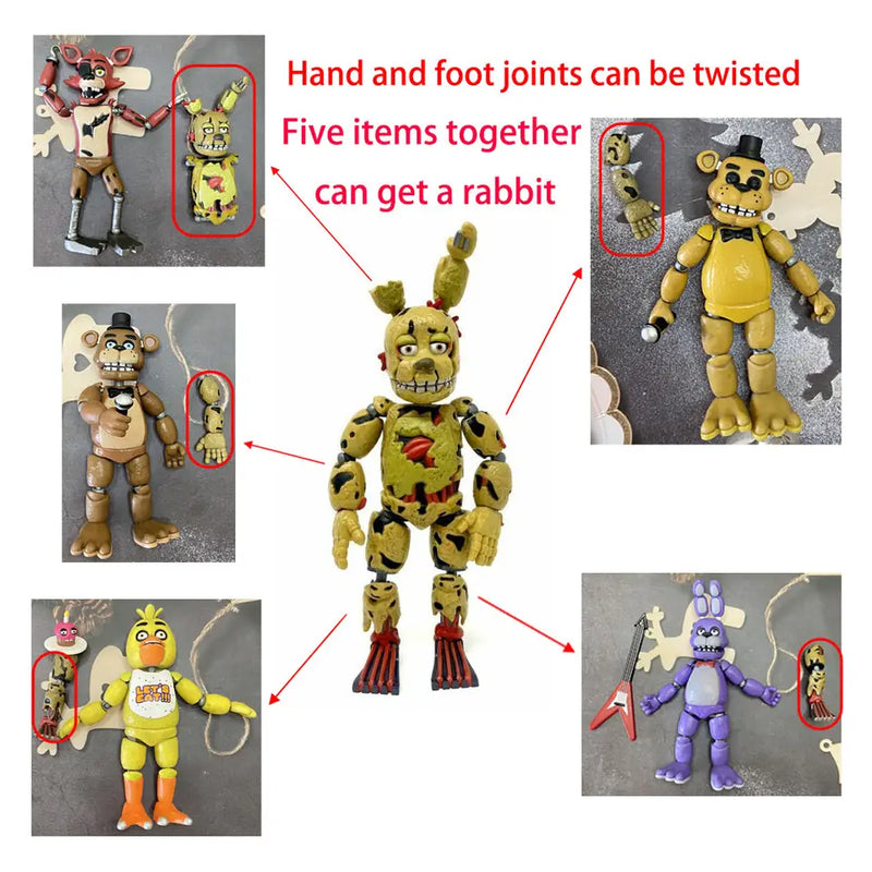 FNAF Nightmare Freddy Bonnie Foxy Chica Blacklight Frostbear Action Figures