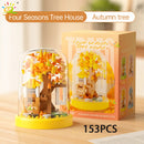 MOC Four Season Mini Tree House Micro Building Blocks Desk Decor Model