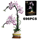 Creative Orchid Bouquet Building Blocks Potted Flower Desk Decor Toy