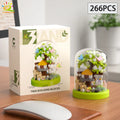 MOC Four Season Mini Tree House Micro Building Blocks Desk Decor Model