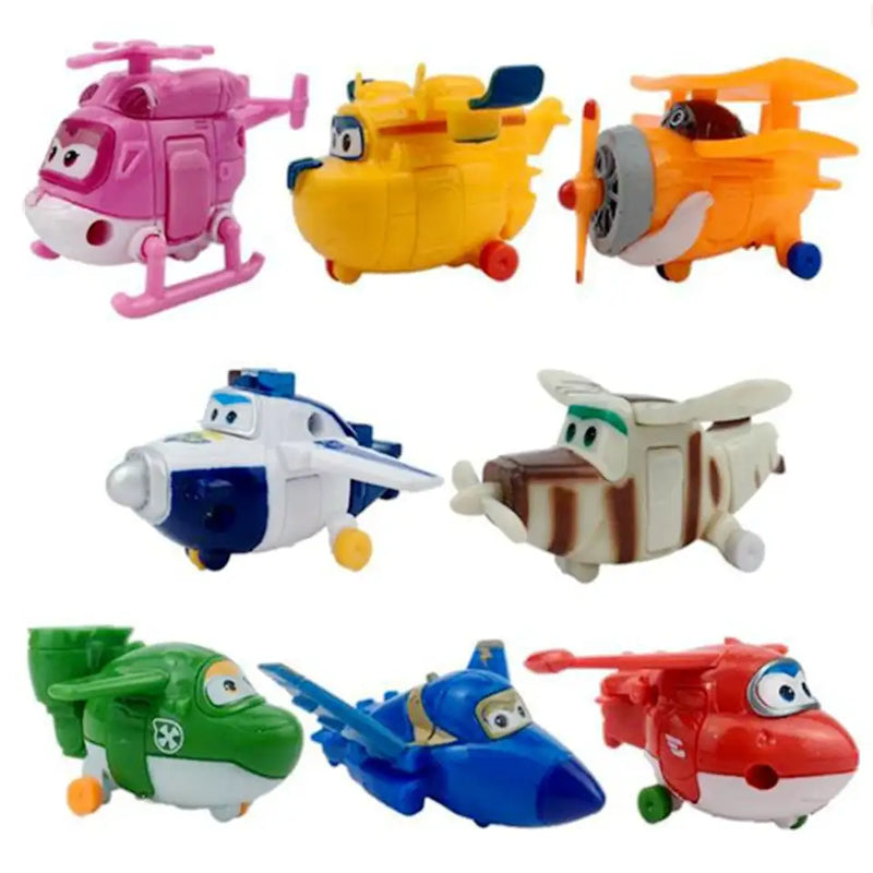 Super Wings 8 Piece Set Airplane and Rescue Figures PVC Kids Collection