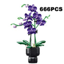 Creative Orchid Bouquet Building Blocks Potted Flower Desk Decor Toy