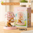 MOC Four Season Mini Tree House Micro Building Blocks Desk Decor Model