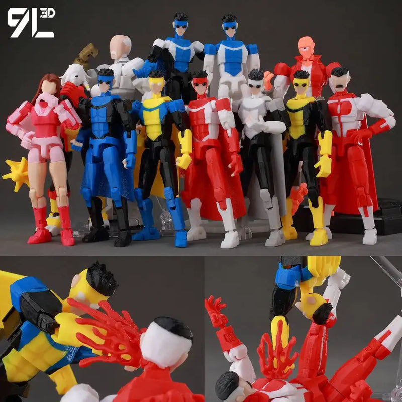 9L3D Printed Invincible 2.0 Superheroes Multi Jointed Action Figure Model
