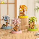 MOC Four Season Mini Tree House Micro Building Blocks Desk Decor Model