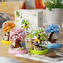 MOC Four Season Mini Tree House Micro Building Blocks Desk Decor Model