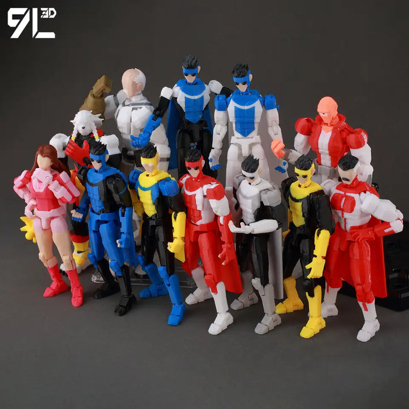 9L3D Printed Invincible 2.0 Superheroes Multi Jointed Action Figure Model
