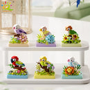MOC Parrot Bird Flower Micro Building Blocks Mini Model Desk Decor