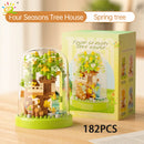 MOC Four Season Mini Tree House Micro Building Blocks Desk Decor Model